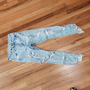 American Eagle Outfitters destroyed denim high rise cropped jeggings size 4